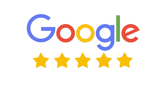 Logo Google avec en dessous 5 étoiles jaunes
